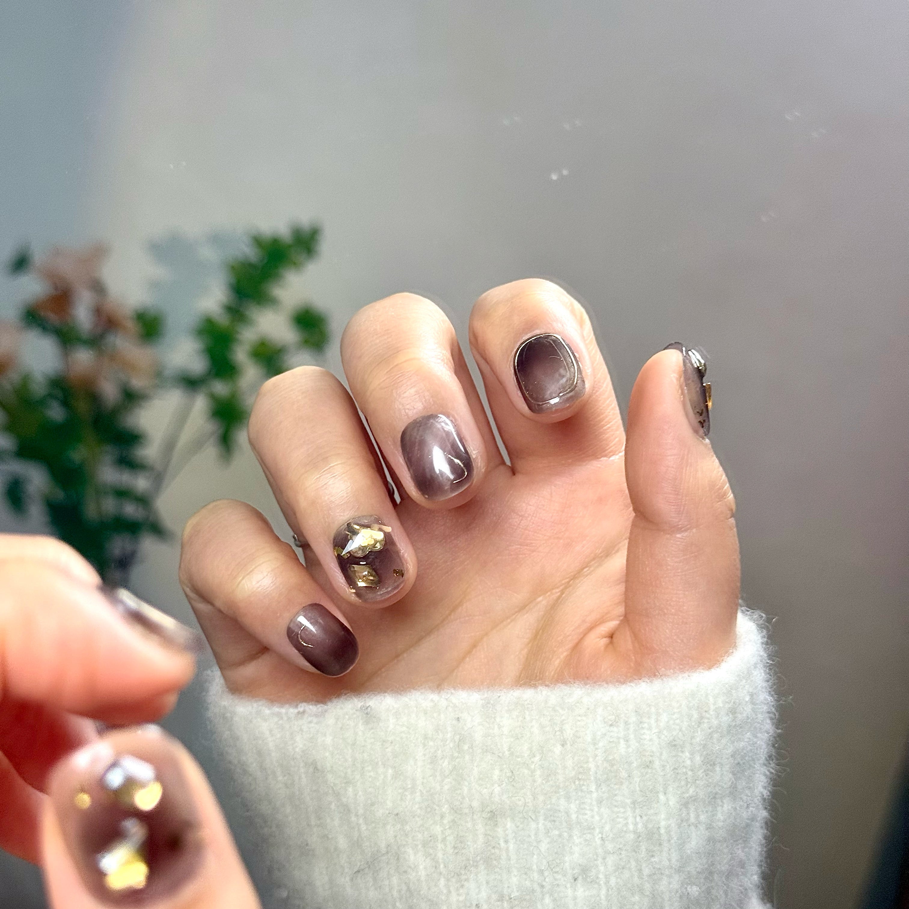 Cat Eye /Autumn Grey Champagne Crystal(Handmade)