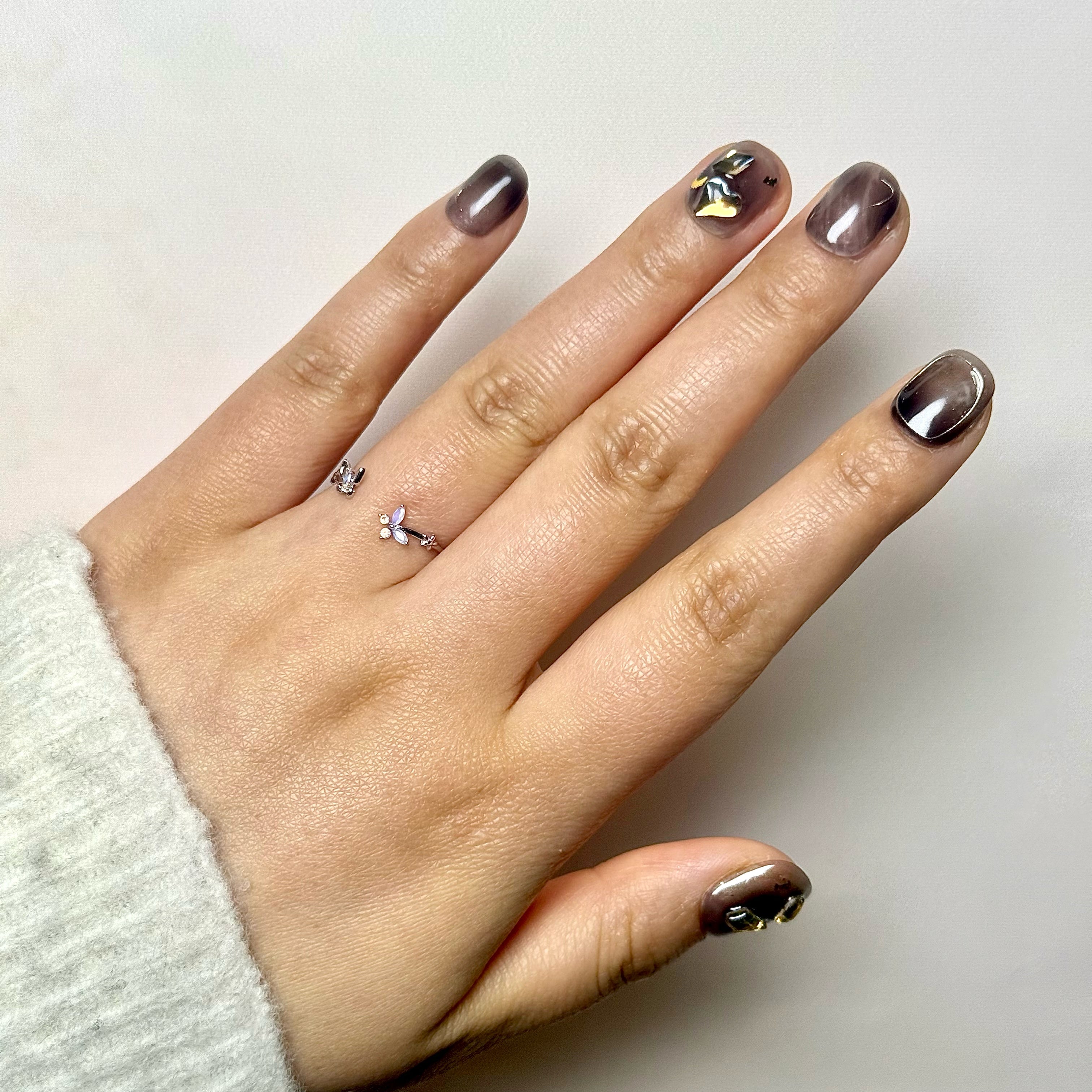 Cat Eye /Autumn Grey Champagne Crystal(Handmade)