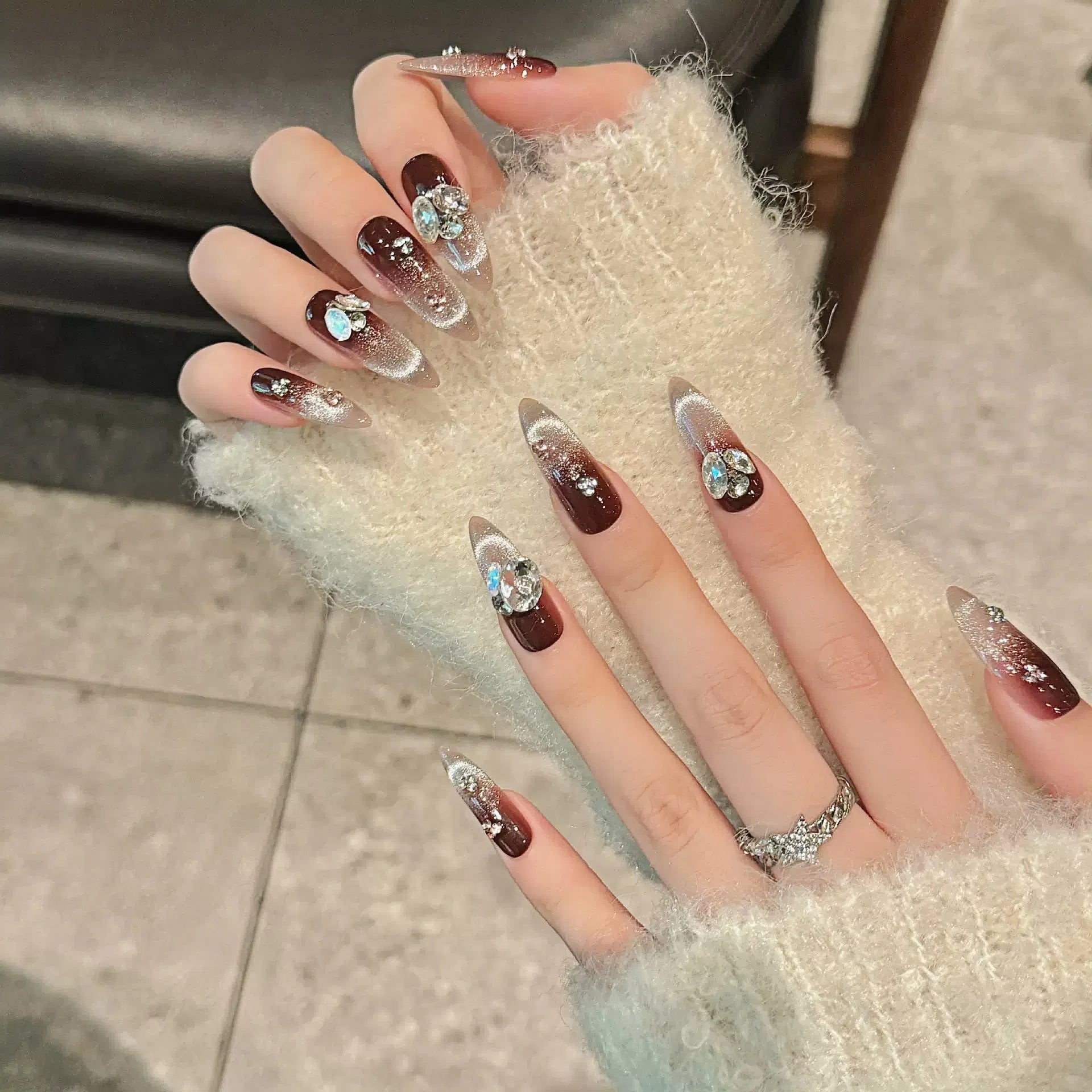 Cat Eye/Burgundy Rose(Handmade)